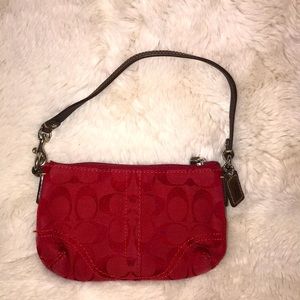 Coach signature red shoulder porch / wristlet